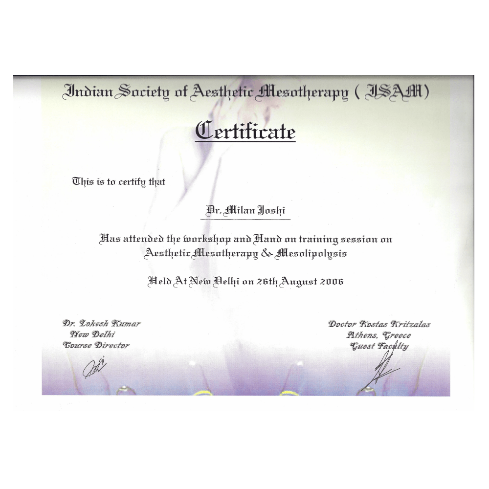 2006 AUG 26 INDIAN SOCIETY OF ASTHETIC MESOTHERAPY